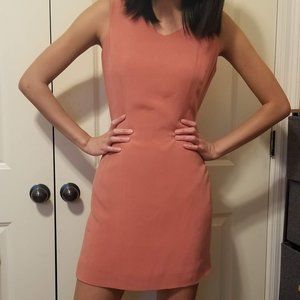 Peach Petite Sophisticate Silk Dress